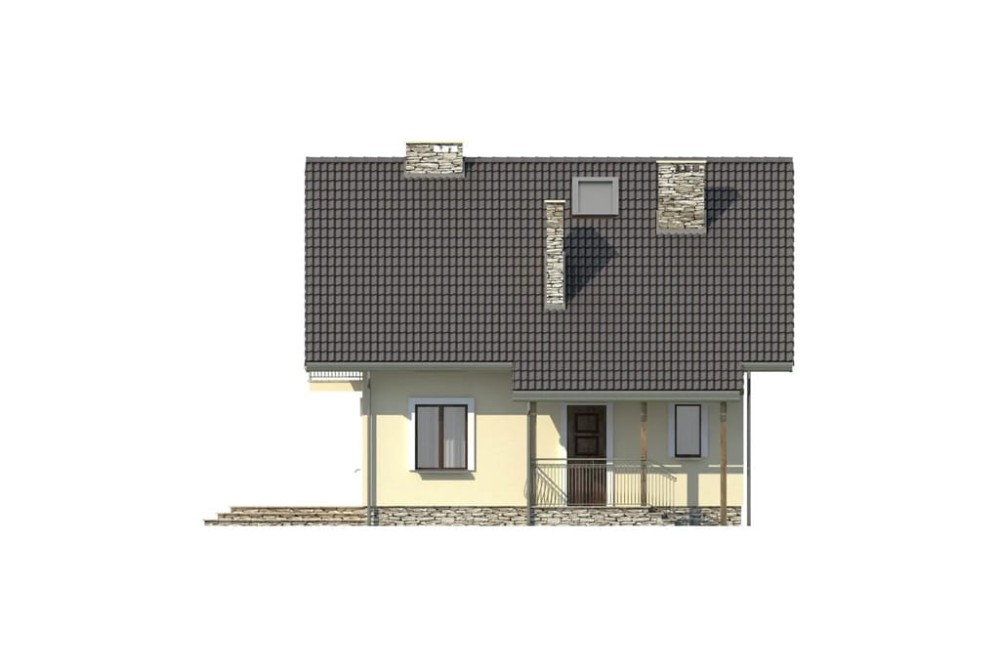 Projekt domu Turowice D DM-6190 D, parterowy, z poddaszem użytkowym, jednorodzinny, tradycyjny, bez garażu - elewacja frontowa