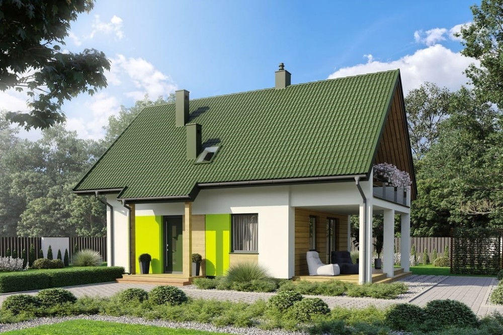 Projekt domu Emagen 2 tech. L-6792 tech., parterowy z poddaszem użytkowym, jednorodzinny, bez garażu, bez podpiwniczenia - kolorystyka wersja 4