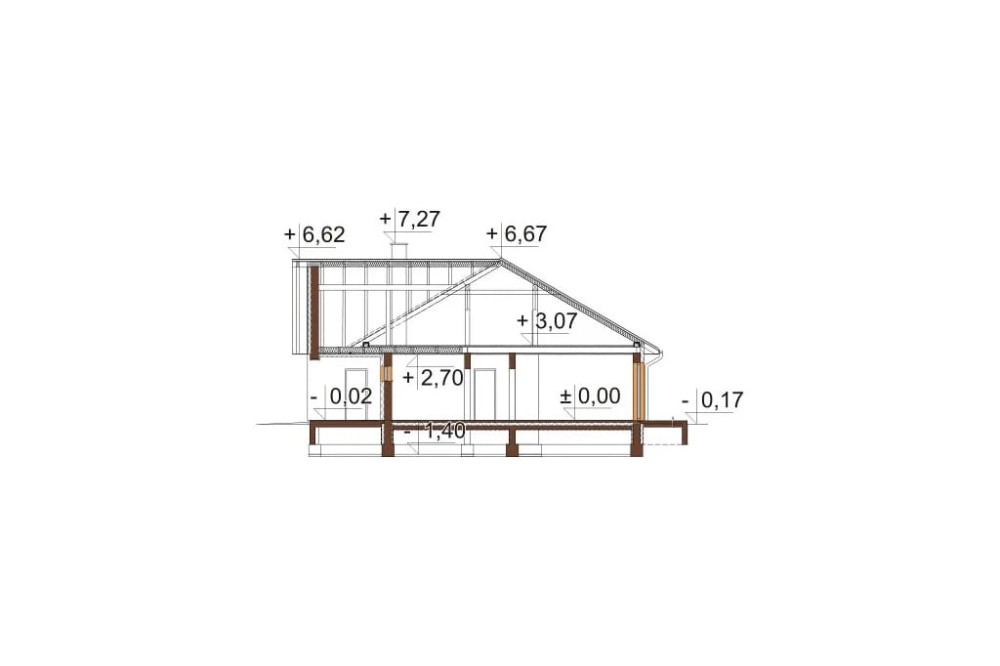Projekt domu L-6615 - przekrój A-A
