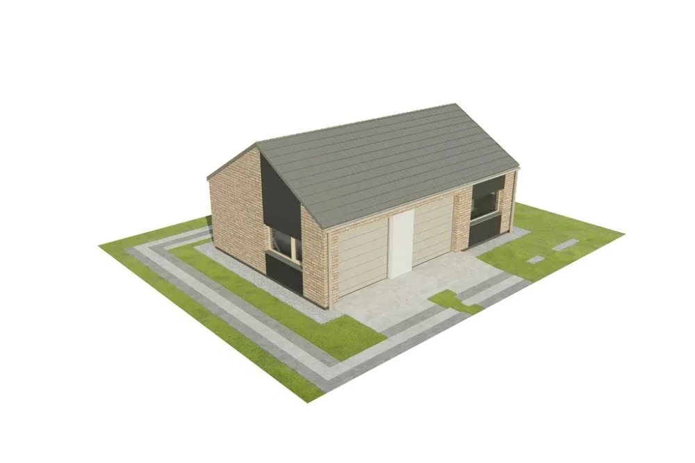 Projekt garażu dwustanowiskowego LZG-115, parterowy, niepodpiwniczony - model
