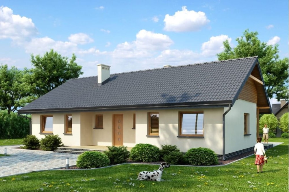Projekt domu Wiśnicz N  tech. DM-6292 N  tech. , parterowy, jednorodzinny, dworkowy, bez podpiwniczenia i garażu - kolorystyka wersja 1