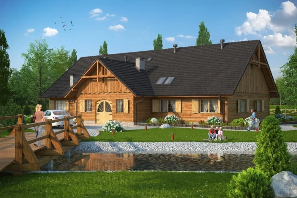 Projekt restauracji LK-01, parterowy, niepodpiwniczony - kolorystyka wersja 1