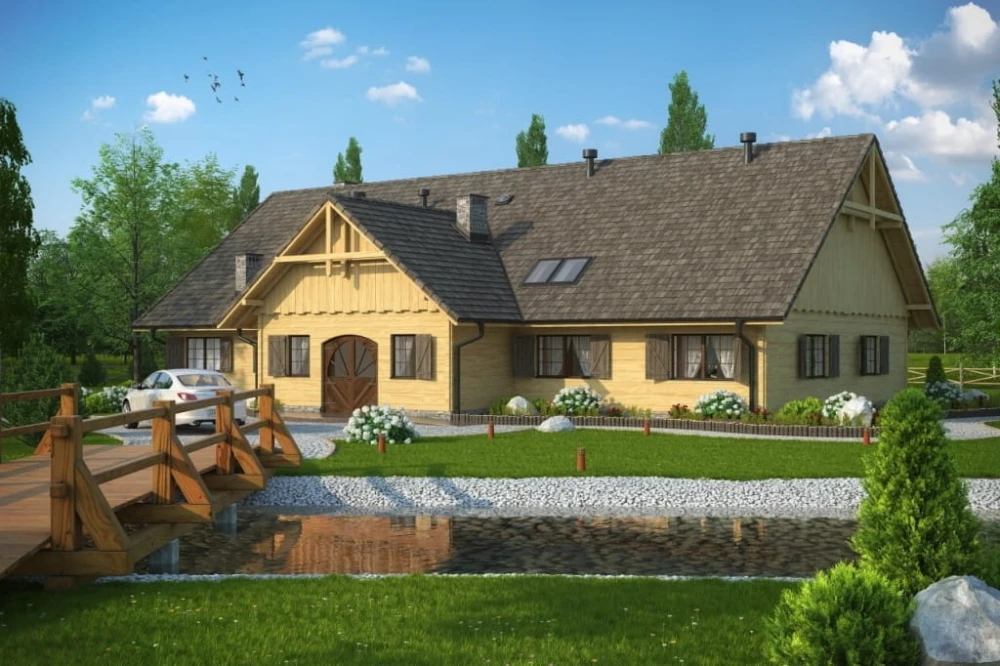 Projekt restauracji LK-01, parterowy, niepodpiwniczony - kolorystyka wersja 2