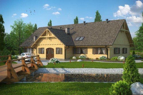 Projekt restauracji LK-01, parterowy, niepodpiwniczony - kolorystyka wersja 2