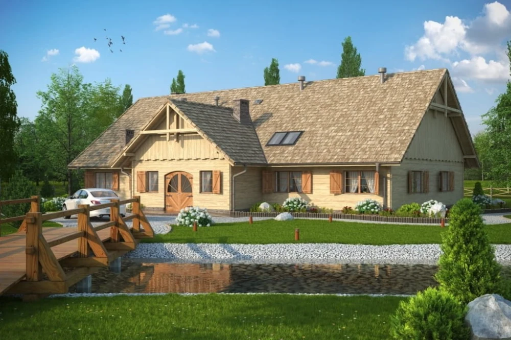 Projekt restauracji LK-01, parterowy, niepodpiwniczony - kolorystyka wersja 3