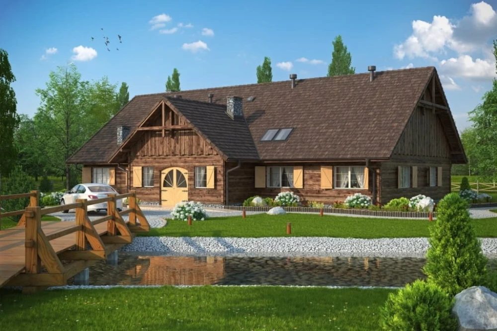 Projekt restauracji LK-01, parterowy, niepodpiwniczony - kolorystyka wersja 4