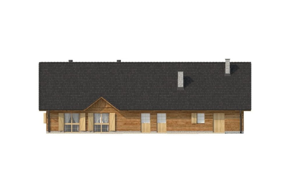 Projekt restauracji LK-01, parterowy, niepodpiwniczony - elewacja ogrodowa