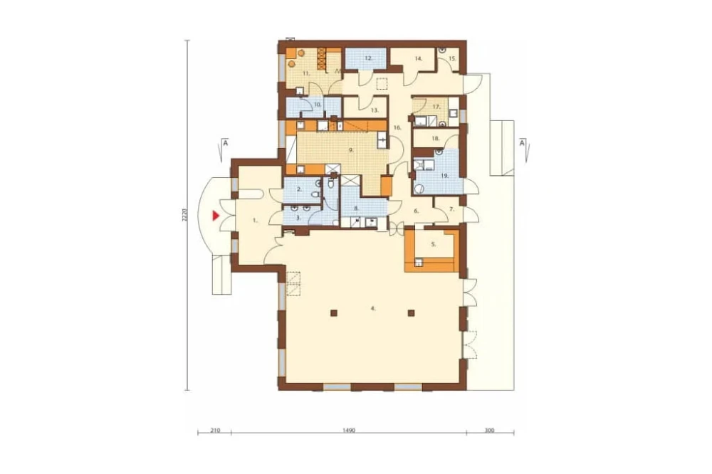 Projekt restauracji LK-01, parterowy, niepodpiwniczony - rzut parteru