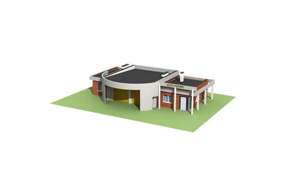 Projekt warsztatu samochodowego LK-08, budynek parterowy, bez podpiwniczenia - model