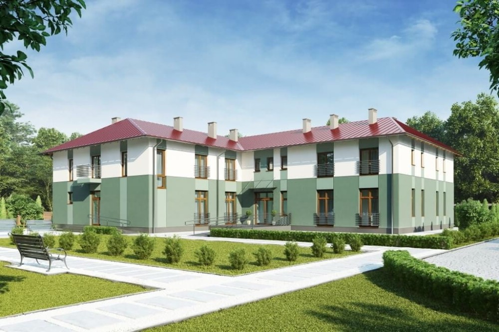 Projekt domu opieki dla osób starszych LK-112, piętrowy, niepodpiwniczony-kolorystyka wersja 2