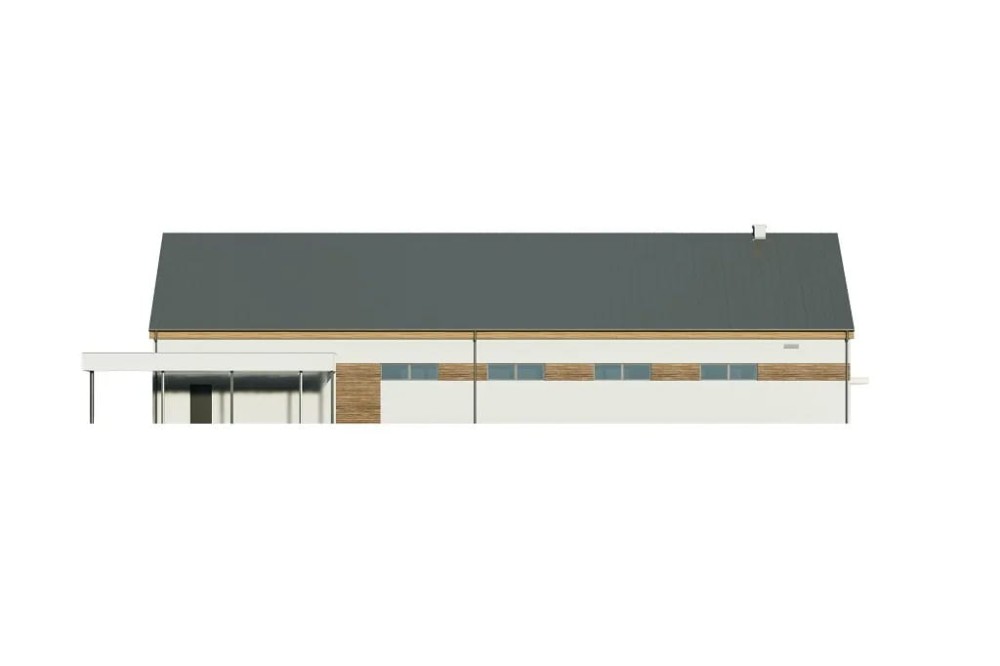 Projekt budynku handlowego  K-127, parterowy, niepodpiwniczony, bez garażu - elewacja lewa