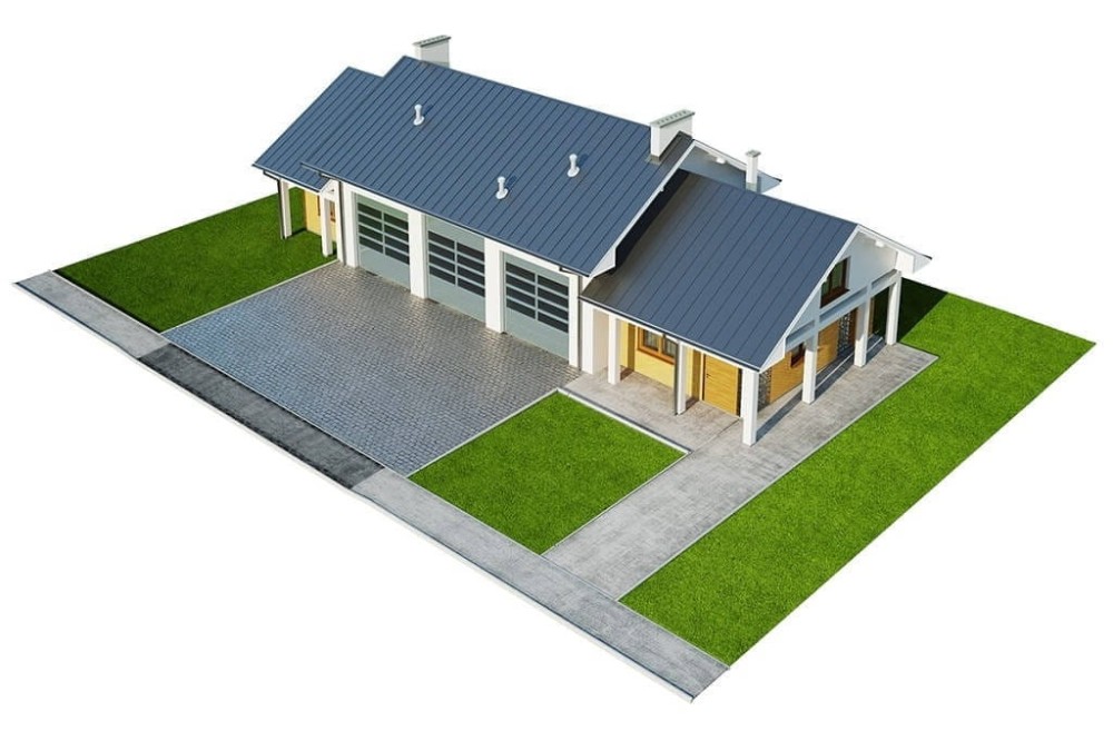 Projekt warsztatu samochodowego  LK-13, parterowy, niepodpiwniczony - model