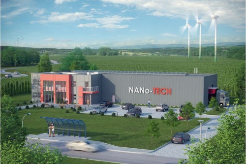 Projekt budynku magazynowo - produkcyjno - biurowego LK-53, hala magazynowa jednokondygnacyjna, część biurowa dwukondygnacyjna, niepodpiwniczony - kolorystyka wersja 1