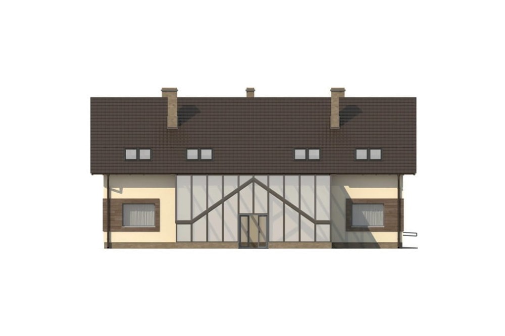 Projekt budynku LK-61 - elewacja ogrodowa