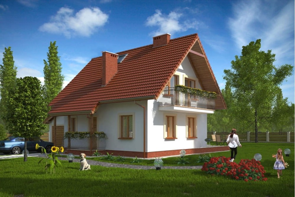 Projekt domu Turowice B2 tech. L-6190 B2 tech., parterowy, z poddaszem użytkowym, jednorodzinny, tradycyjny, z garażem, z podpiwniczeniem-kolorystyka wersja 3