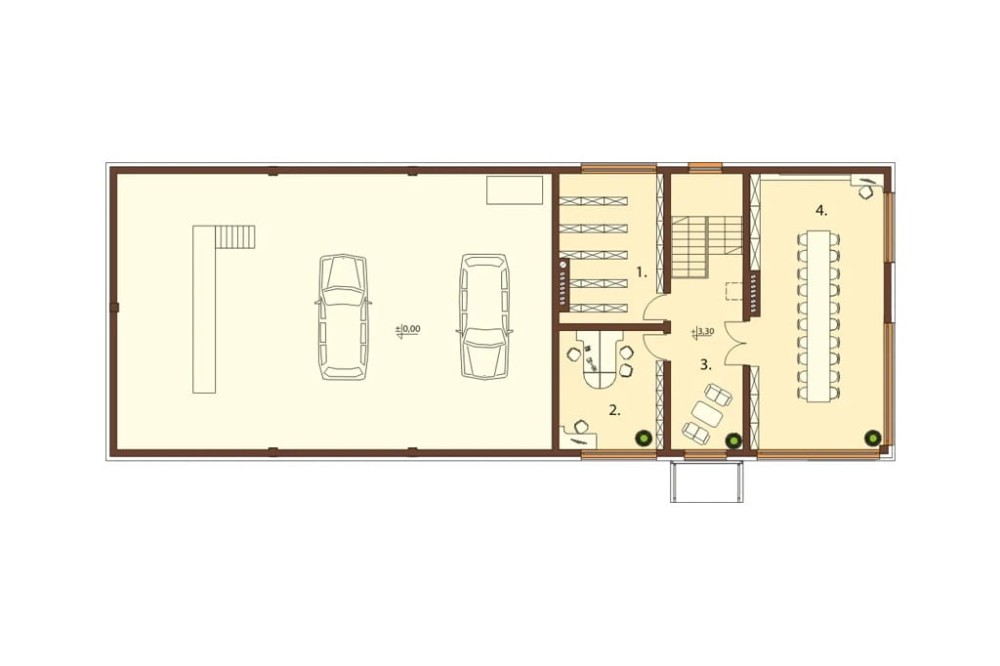 Projekt serwisu samochodowego K-66, piętrowy, niepodpiwniczony - rzut piętra