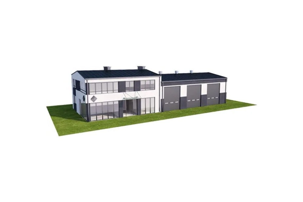 Projekt serwisu samochodowego LK-66, piętrowy, niepodpiwniczony - model