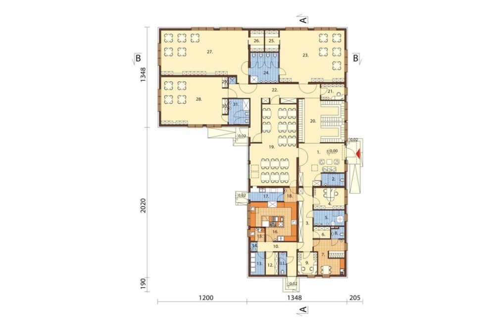 Projekt przedszkola LK-82, parterowy, niepodpiwniczony, bez garażu - rzut parteru