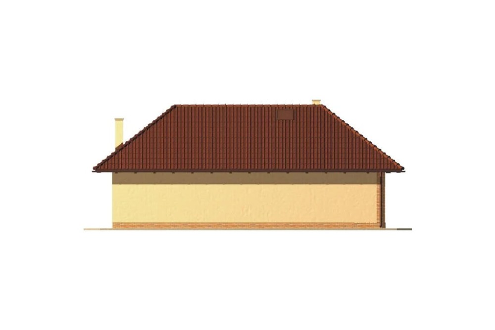 Projekt sklepu K-05, budynek parterowy, niepodpiwniczony - elewacja ogrodowa