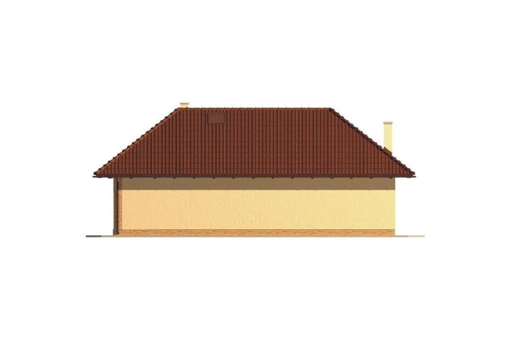 Projekt sklepu LK-05, budynek parterowy, niepodpiwniczony - elewacja ogrodowa