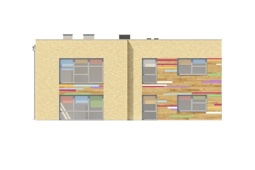 Projekt przedszkola LK-115, piętrowy, bez podpiwniczenia i garażu- elewacja lewa