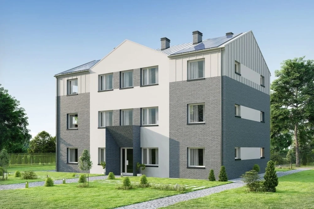 Projekt hostelu LK-135, posiada 3 kondygnacje - parter, I piętro, II piętro-kolorystyka wersja 4