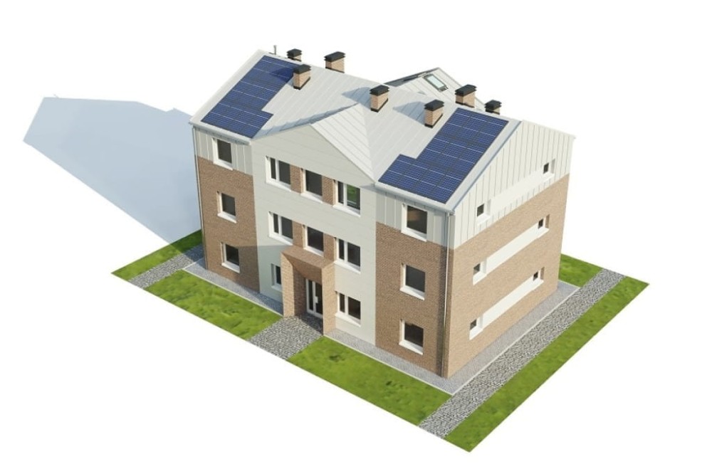Projekt hostelu LK-135, posiada 3 kondygnacje - parter, I piętro, II piętro - model