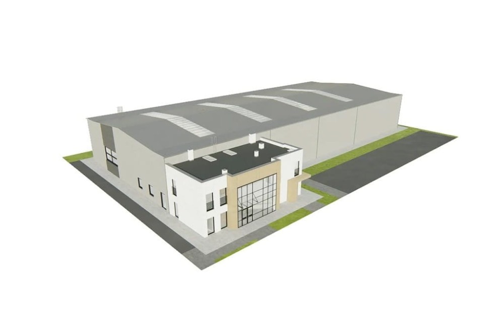 Projekt budynku produkcyjno-biurowego LK-139, niepodpiwniczony i składa się z dwóch części: pierwsza część to dwukondygnacyjny - model