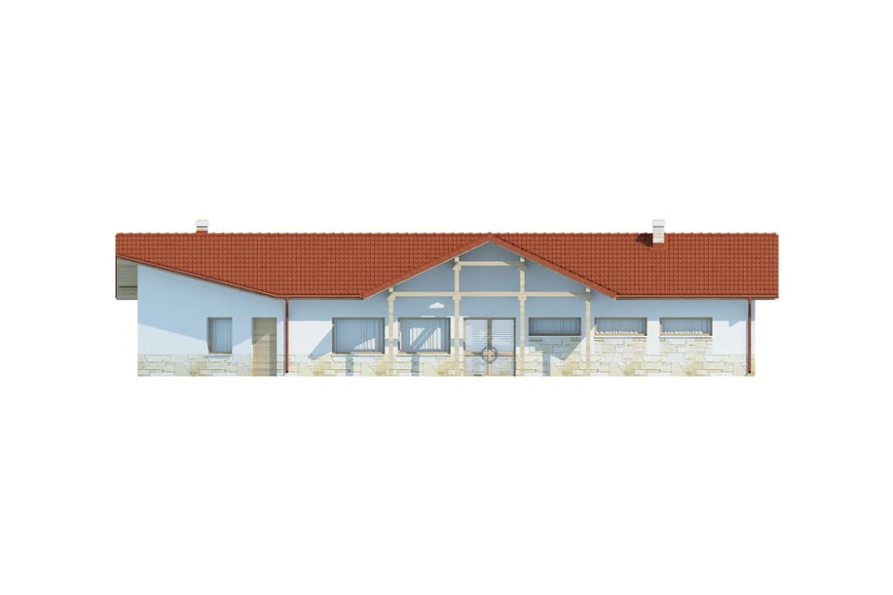 Projekt restauracji, baru K-15, parterowy, bez podpiwniczenia - elewacja frontowa