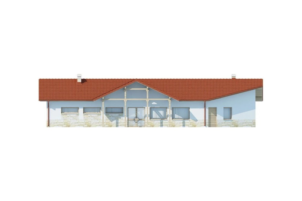 Projekt restauracji, baru LK-15, parterowy, bez podpiwniczenia - elewacja frontowa