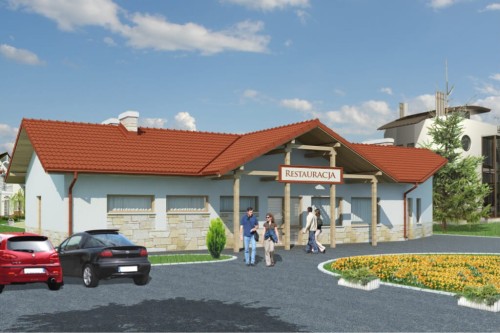 Projekt restauracji, baru LK-15, parterowy, bez podpiwniczenia-kolorystyka wersja 1