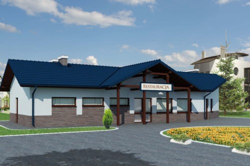 Projekt restauracji, baru LK-15, parterowy, bez podpiwniczenia-kolorystyka wersja 2
