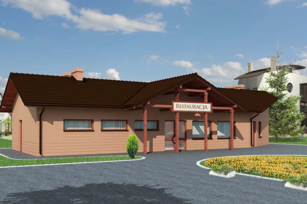 Projekt restauracji, baru LK-15, parterowy, bez podpiwniczenia-kolorystyka wersja 3