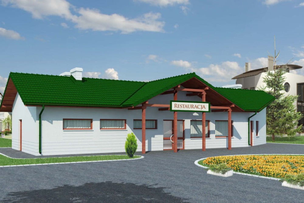 Projekt restauracji, baru LK-15, parterowy, bez podpiwniczenia-kolorystyka wersja 4
