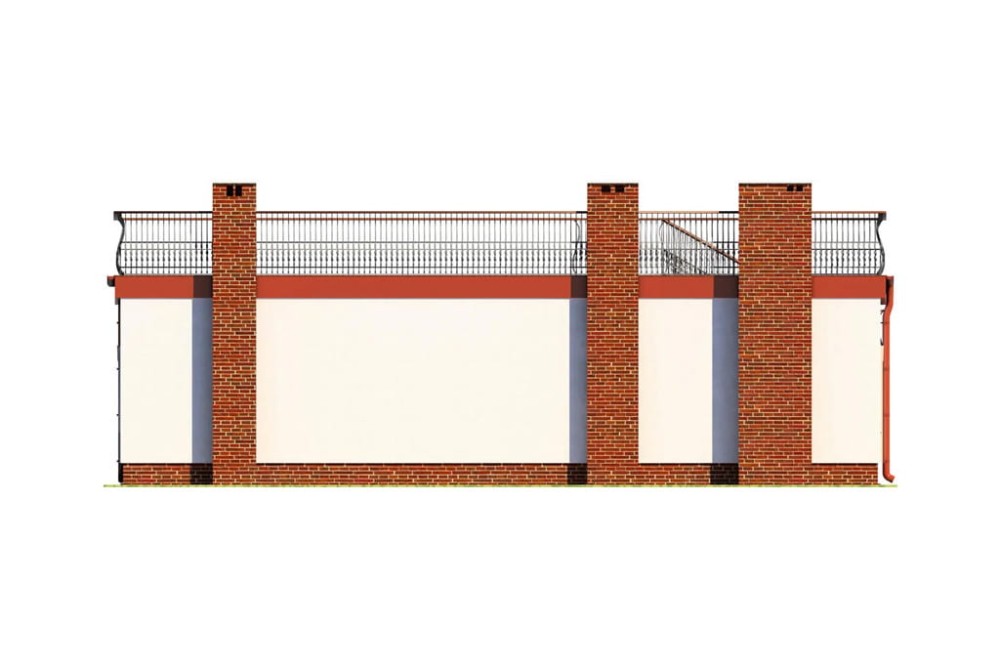 Projekt  baru K-22, parterowy, niepodpiwniczony - elewacja ogrodowa