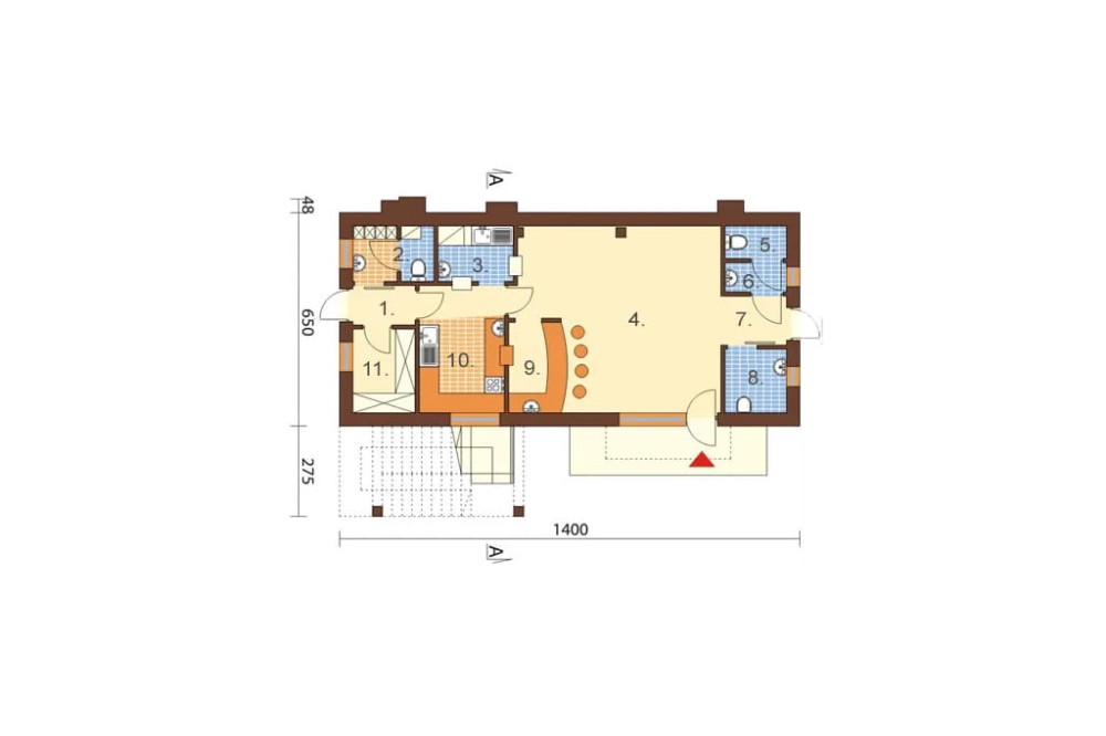Projekt baru K-22, parterowy, niepodpiwniczony - rzut parteru