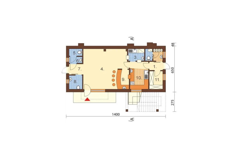 Projekt  baru LK-22, parterowy, niepodpiwniczony - rzut parteru