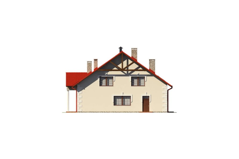 Projekt restauracji, domu weselnego K-24, parterowy z częściowym poddaszem użytkowym (antresola), bez podpiwniczenia - elewacja prawa