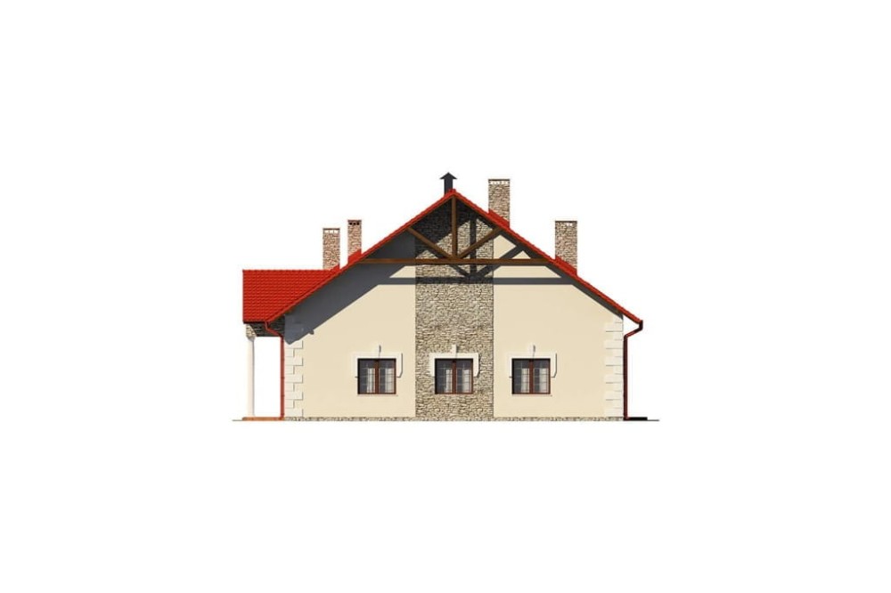 Projekt restauracji, domu weselnego LK-24, parterowy z częściowym poddaszem użytkowym (antresola), bez podpiwniczenia - elewacja prawa