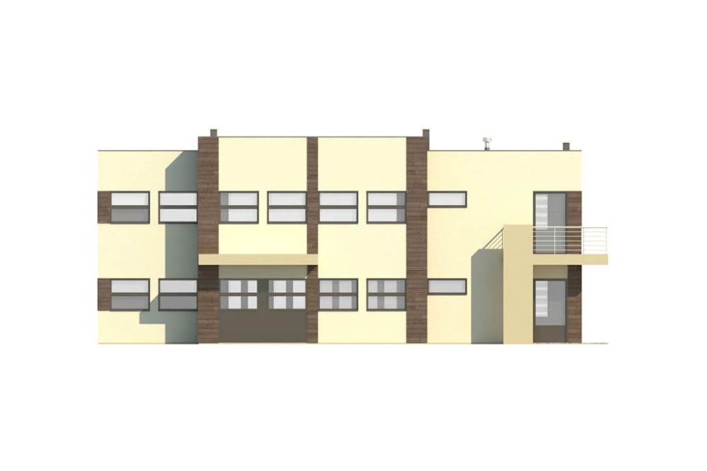 Projekt budynku produkcyjno-biurowego K-41, piętrowy, bez podpiwniczenia - elewacja frontowa