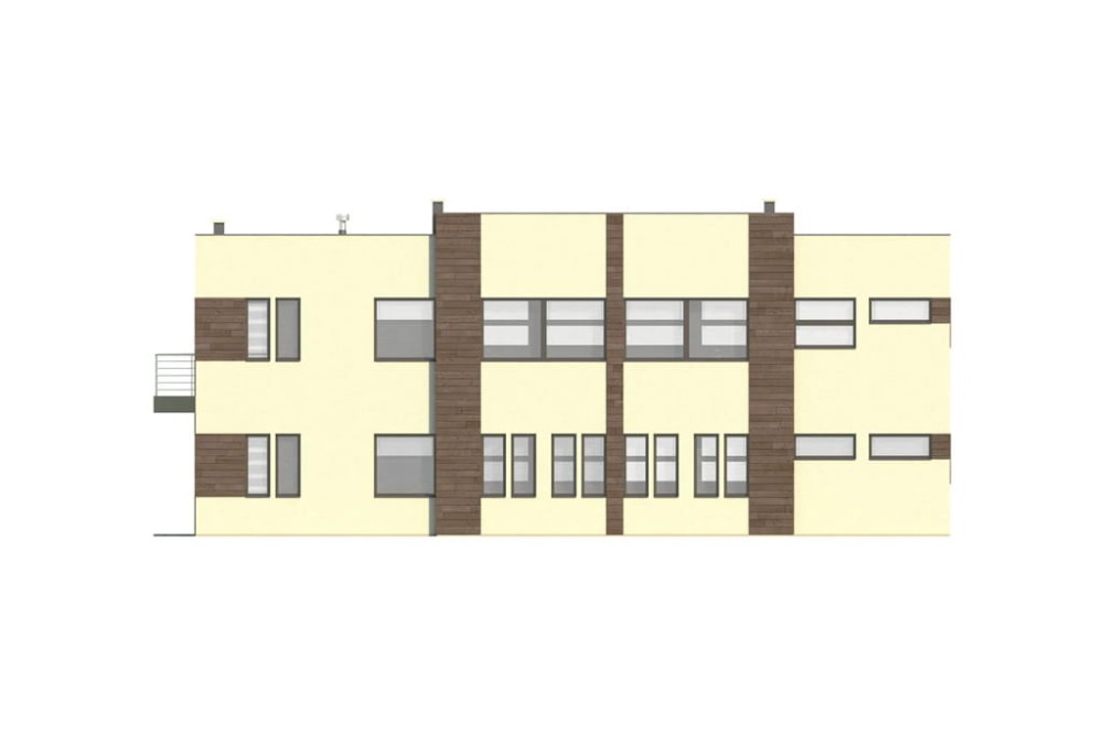 Projekt budynku produkcyjno-biurowego K-41, piętrowy, bez podpiwniczenia - elewacja ogrodowa