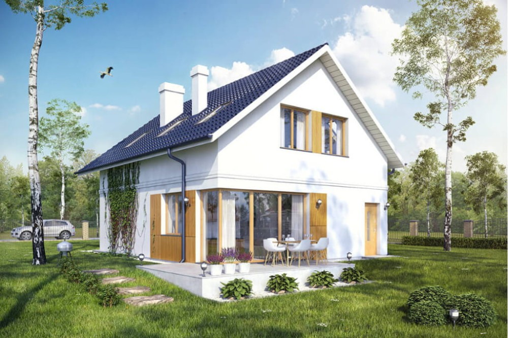 Projekt domu Storczykowo 2 tech. L-6568 tech., parterowy z poddaszem użytkowym, jednorodzinny, tradycyjny, z garażem, bez podpiwniczenia-kolorystyka wersja 3