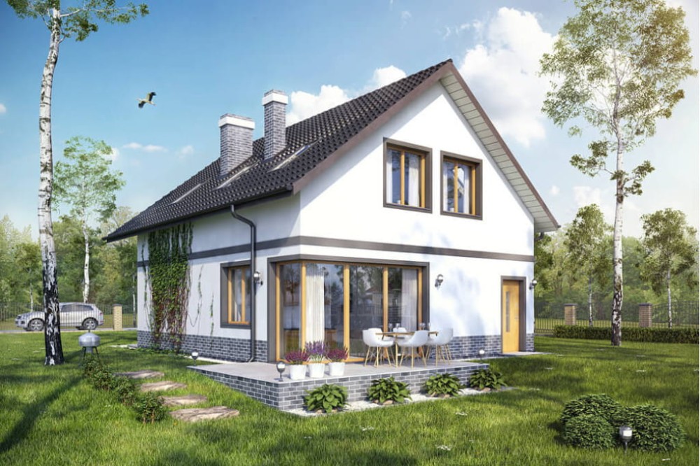 Projekt domu Storczykowo 2 tech. L-6568 tech., parterowy z poddaszem użytkowym, jednorodzinny, tradycyjny, z garażem, bez podpiwniczenia-kolorystyka wersja 4