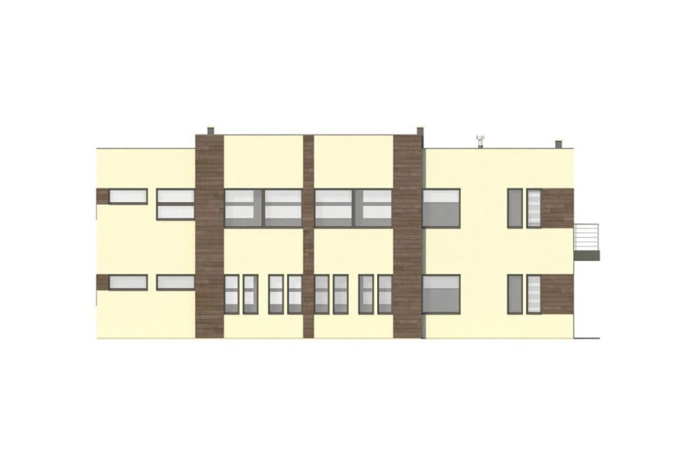 Projekt budynku produkcyjno-biurowego LK-41, piętrowy, bez podpiwniczenia - elewacja ogrodowa