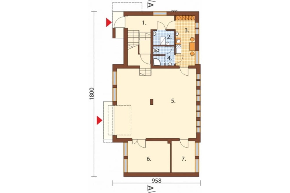 Projekt budynku produkcyjno-biurowego LK-41, piętrowy, bez podpiwniczenia - rzut parteru