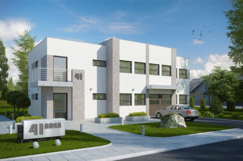 Projekt budynku produkcyjno-biurowego LK-41, piętrowy, bez podpiwniczenia - kolorystyka wersja 2