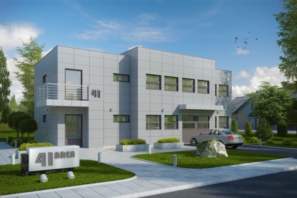 Projekt budynku produkcyjno-biurowego LK-41, piętrowy, bez podpiwniczenia - kolorystyka wersja 4