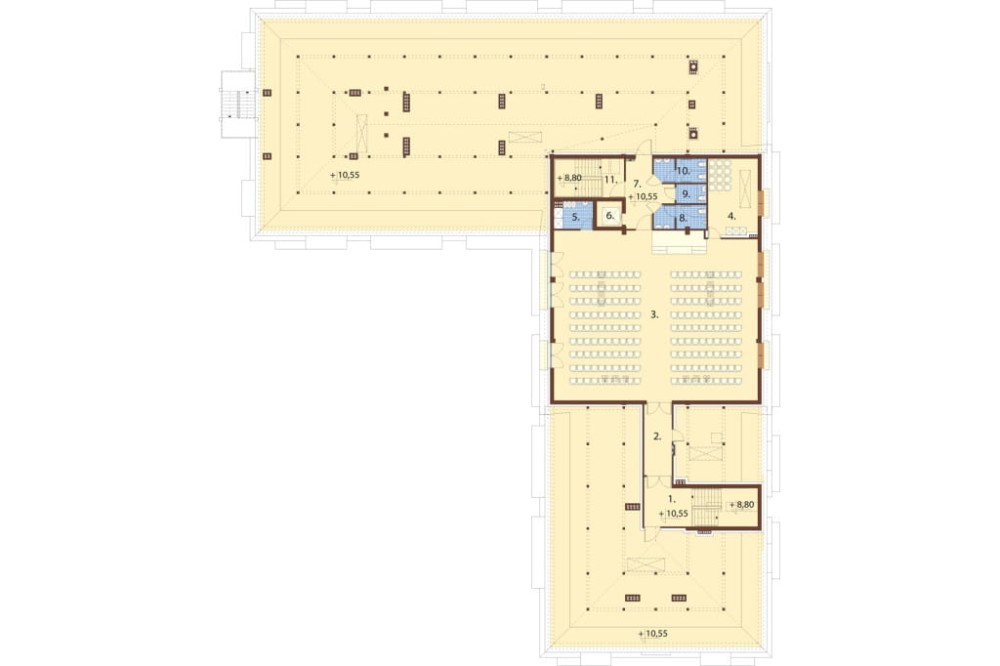 Projekt hotelu LK-54, czterokondygnacyjny, niepodpiwniczony, bez garażu - rzut trzeciego piętra