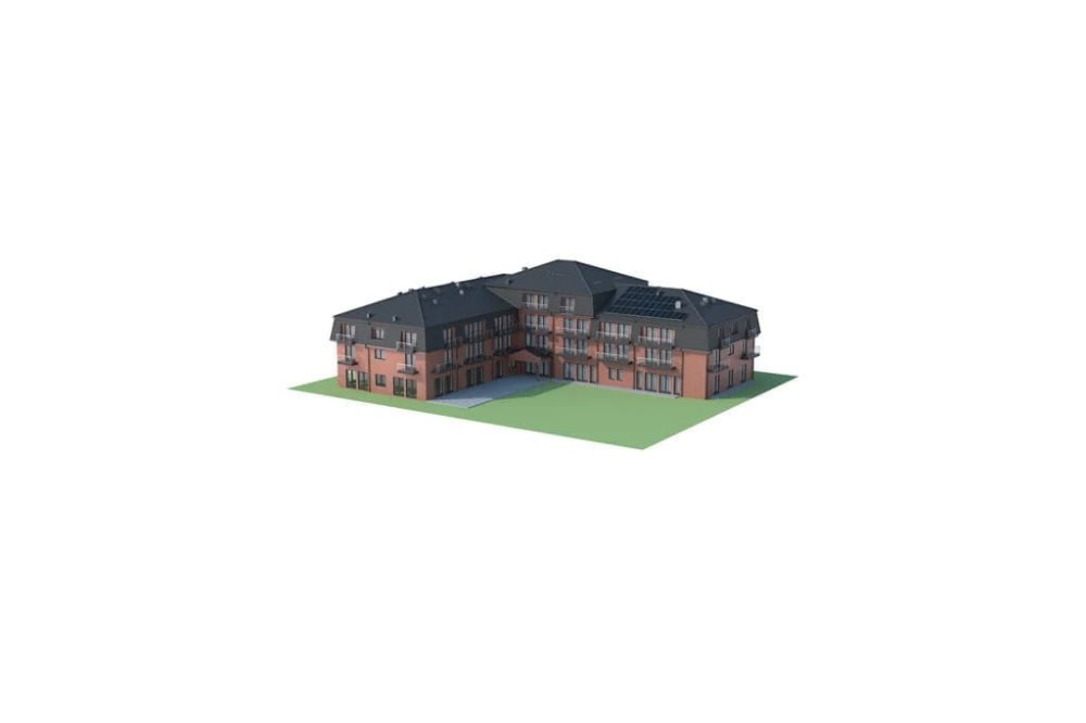 Projekt hotelu LK-54, czterokondygnacyjny, niepodpiwniczony, bez garażu - model