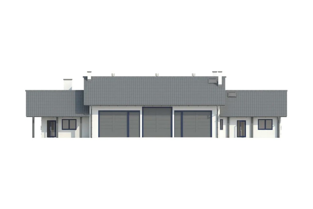 Projekt warsztatu samochodowego K-60, parterowy, niepodpiwniczony - elewacja frontowa